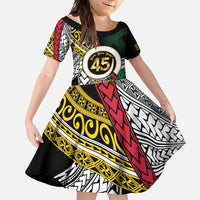 Ni-Van Vanuatu 45th Yumi Yumi Yumi Family Matching Short Sleeve Bodycon Dress and Hawaiian Shirt Vanuatuan Boar Tusk Polynesian Pattern