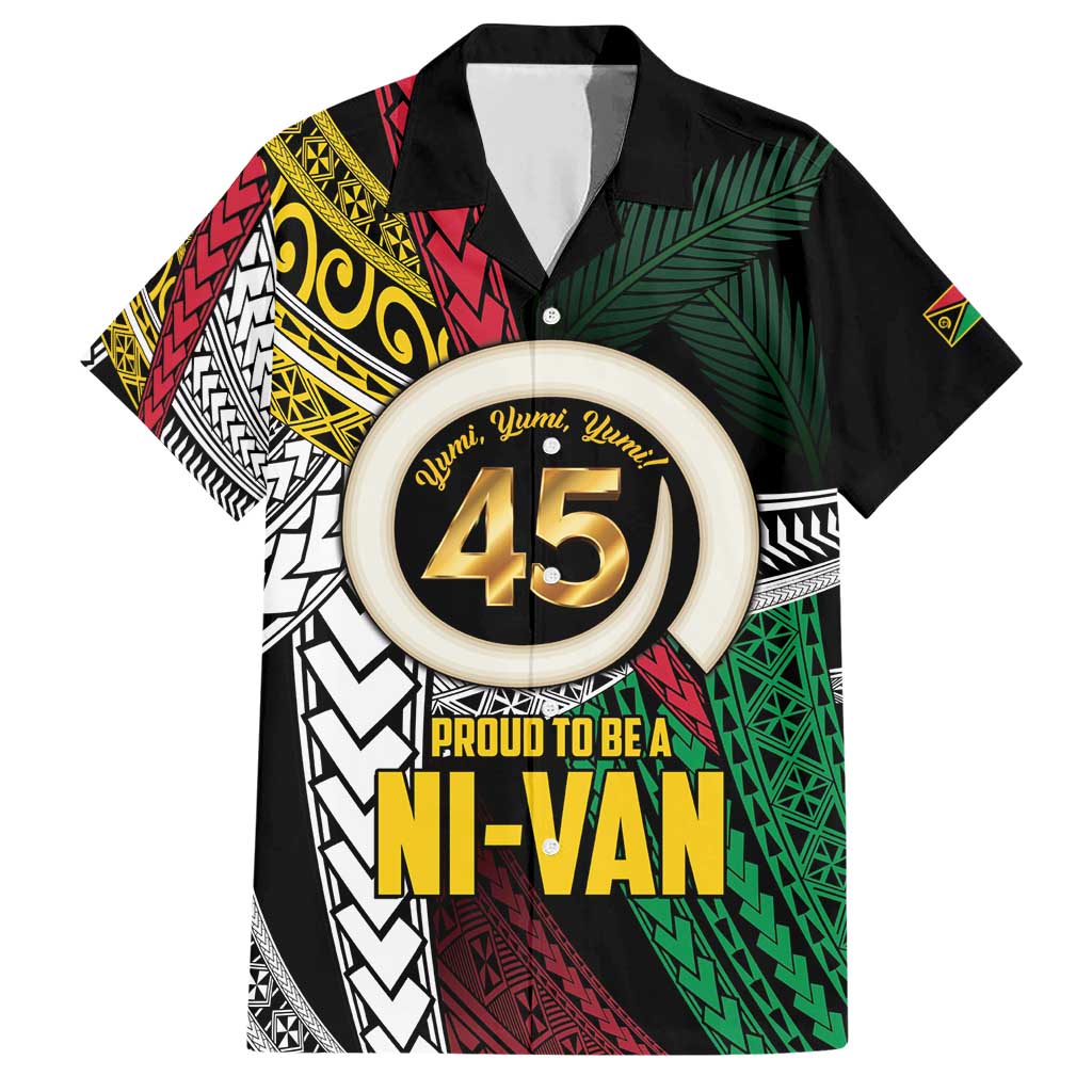 Ni-Van Vanuatu 45th Yumi Yumi Yumi Family Matching Short Sleeve Bodycon Dress and Hawaiian Shirt Vanuatuan Boar Tusk Polynesian Pattern