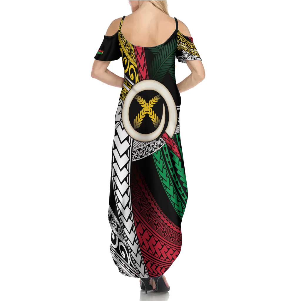 Ni-Van Vanuatu 45th Yumi Yumi Yumi Family Matching Summer Maxi Dress and Hawaiian Shirt Vanuatuan Boar Tusk Polynesian Pattern