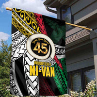 Ni-Van Vanuatu 45th Yumi Yumi Yumi Garden Flag Vanuatuan Boar Tusk Polynesian Pattern