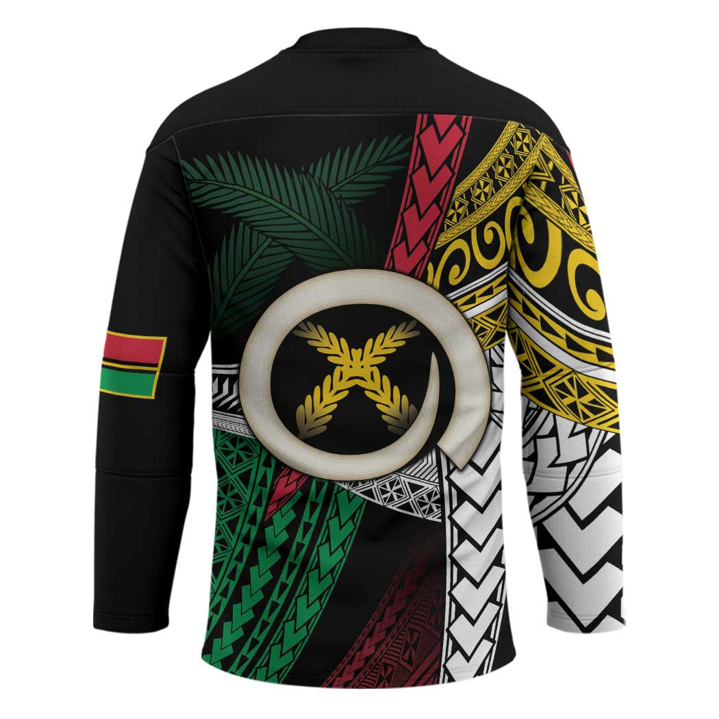 Ni-Van Vanuatu 45th Yumi Yumi Yumi Hockey Jersey Vanuatuan Boar Tusk Polynesian Pattern - Polynesian Pride