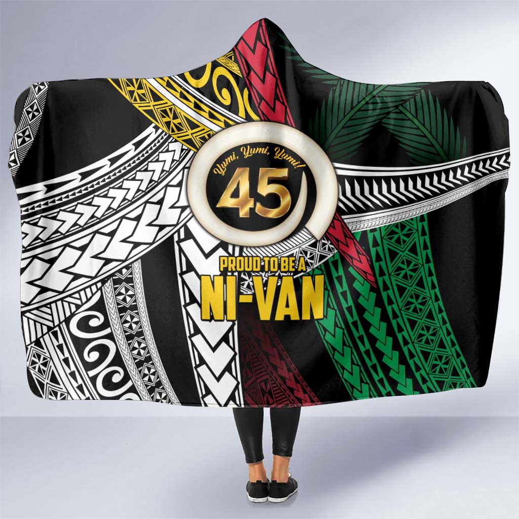 Ni-Van Vanuatu 45th Yumi Yumi Yumi Hooded Blanket Vanuatuan Boar Tusk Polynesian Pattern