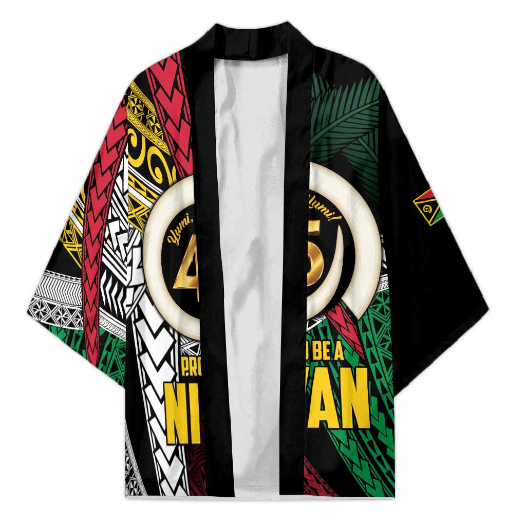 Ni-Van Vanuatu 45th Yumi Yumi Yumi Kimono Vanuatuan Boar Tusk Polynesian Pattern LT9 Unisex Black - Polynesian Pride