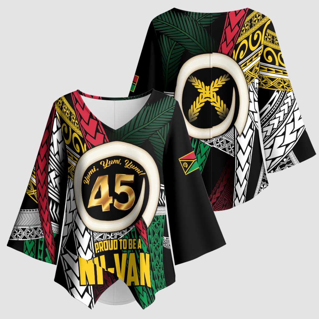 Ni-Van Vanuatu 45th Yumi Yumi Yumi Kimono Sleeve Blouse Vanuatuan Boar Tusk Polynesian Pattern LT9 - Polynesian Pride
