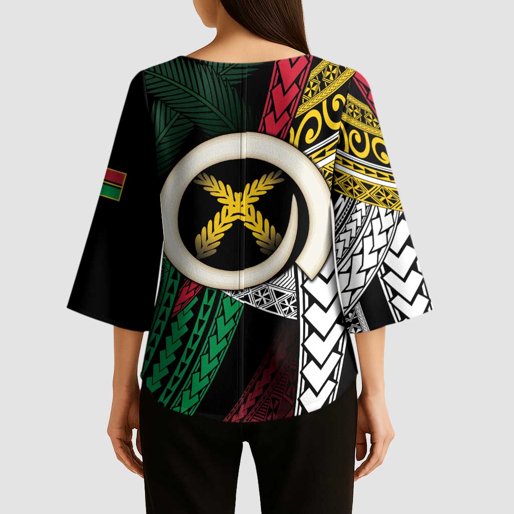 Ni-Van Vanuatu 45th Yumi Yumi Yumi Kimono Sleeve Blouse Vanuatuan Boar Tusk Polynesian Pattern LT9 - Polynesian Pride