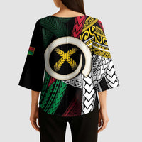 Ni-Van Vanuatu 45th Yumi Yumi Yumi Kimono Sleeve Blouse Vanuatuan Boar Tusk Polynesian Pattern LT9 - Polynesian Pride