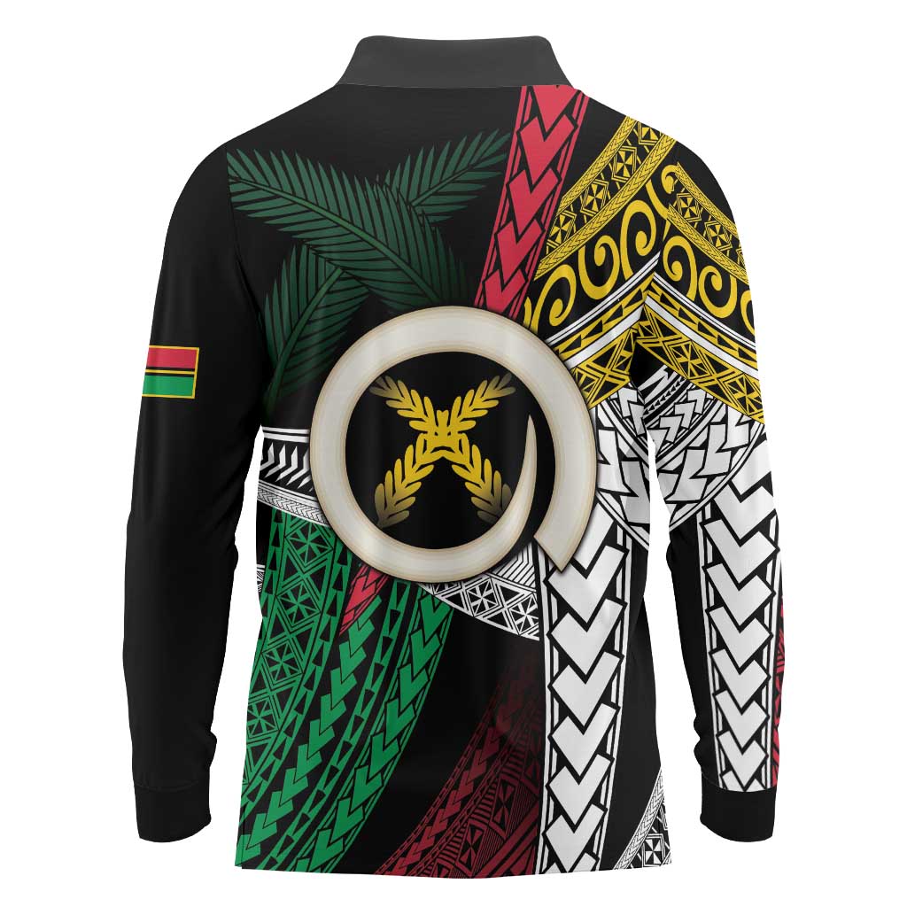 Ni-Van Vanuatu 45th Yumi Yumi Yumi Long Sleeve Polo Shirt Vanuatuan Boar Tusk Polynesian Pattern