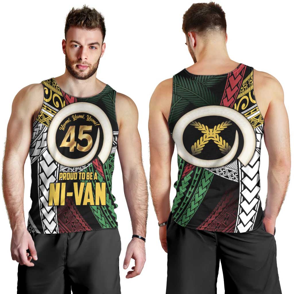 Ni-Van Vanuatu 45th Yumi Yumi Yumi Men Tank Top Vanuatuan Boar Tusk Polynesian Pattern LT9 - Polynesian Pride