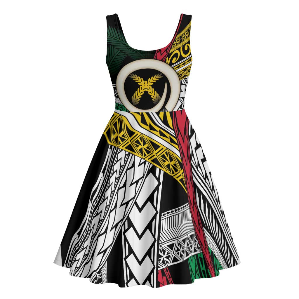 Ni-Van Vanuatu 45th Yumi Yumi Yumi Midi Dress Vanuatuan Boar Tusk Polynesian Pattern - Polynesian Pride