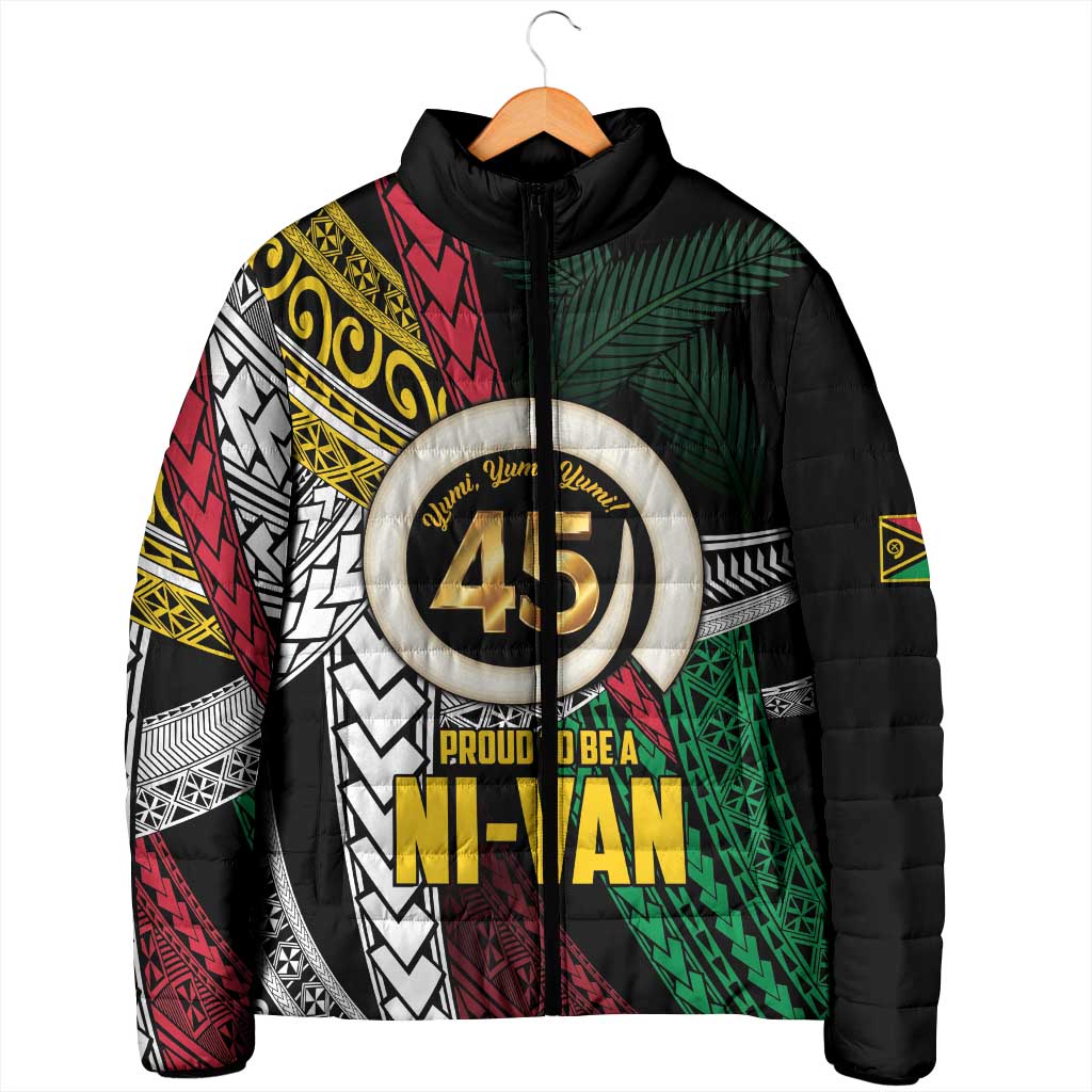 Ni-Van Vanuatu 45th Yumi Yumi Yumi Padded Jacket Vanuatuan Boar Tusk Polynesian Pattern LT9 - Polynesian Pride