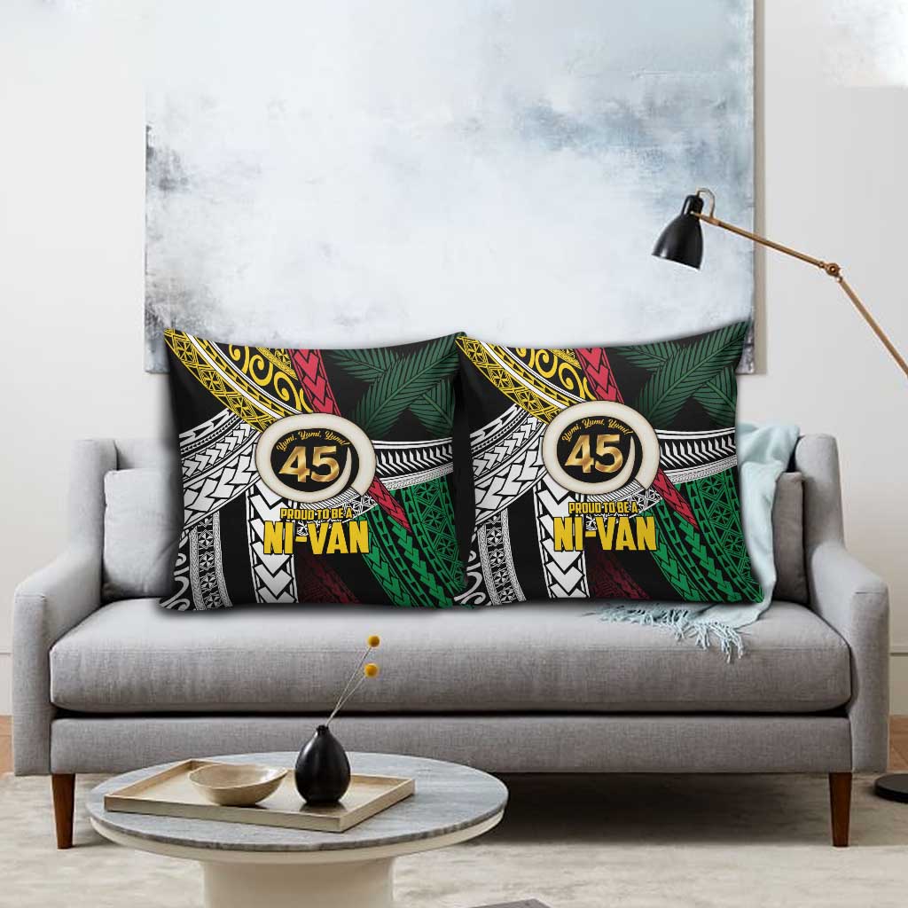 Ni-Van Vanuatu 45th Yumi Yumi Yumi Pillow Cover Vanuatuan Boar Tusk Polynesian Pattern - Polynesian Pride