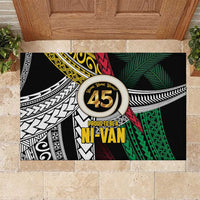 Ni-Van Vanuatu 45th Yumi Yumi Yumi Rubber Doormat Vanuatuan Boar Tusk Polynesian Pattern LT9 Black - Polynesian Pride