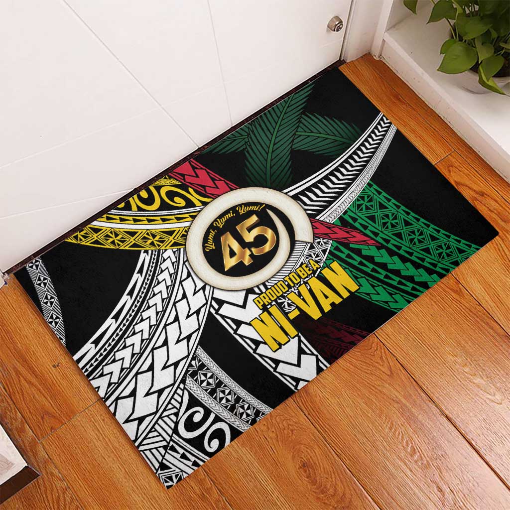 Ni-Van Vanuatu 45th Yumi Yumi Yumi Rubber Doormat Vanuatuan Boar Tusk Polynesian Pattern LT9 - Polynesian Pride