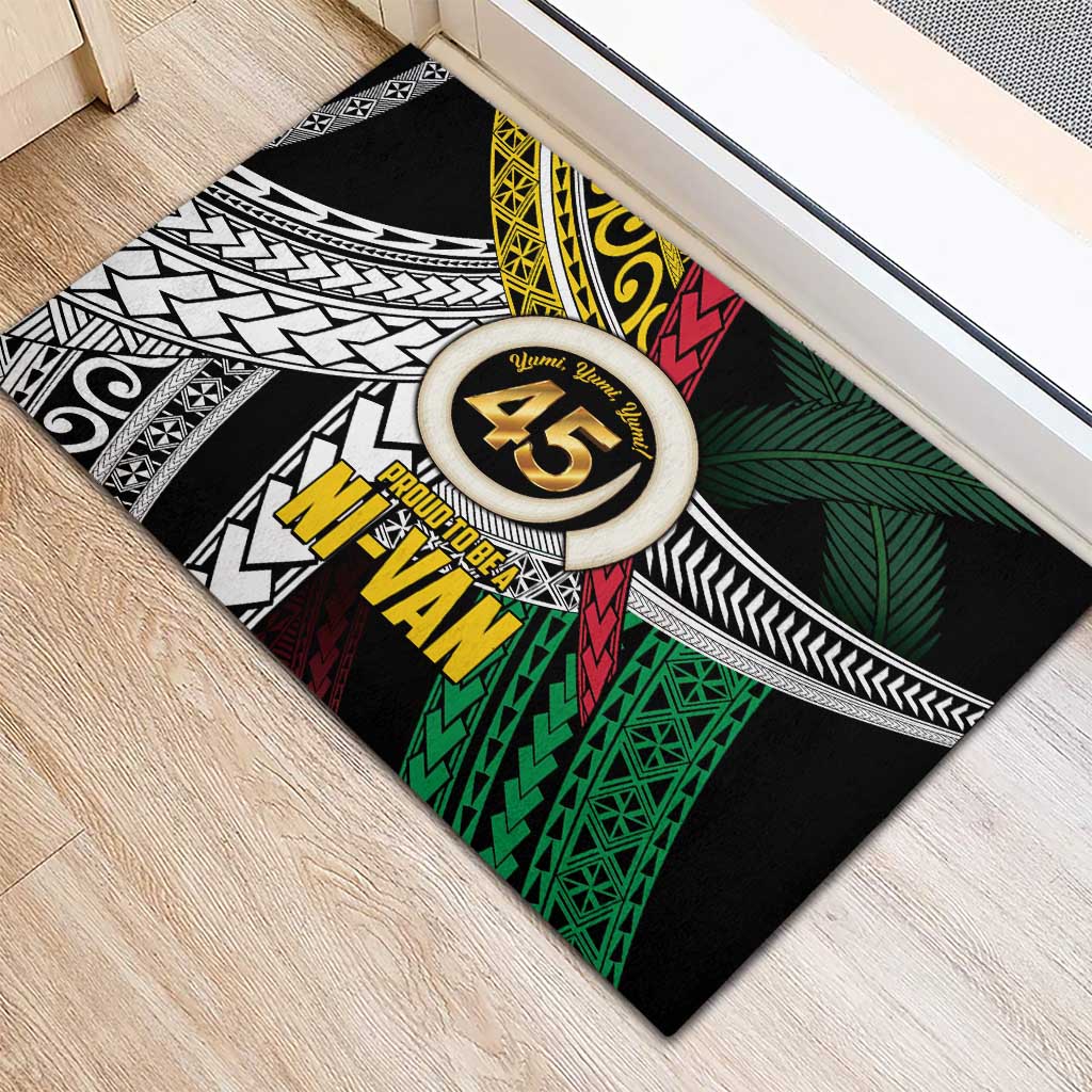 Ni-Van Vanuatu 45th Yumi Yumi Yumi Rubber Doormat Vanuatuan Boar Tusk Polynesian Pattern LT9 - Polynesian Pride