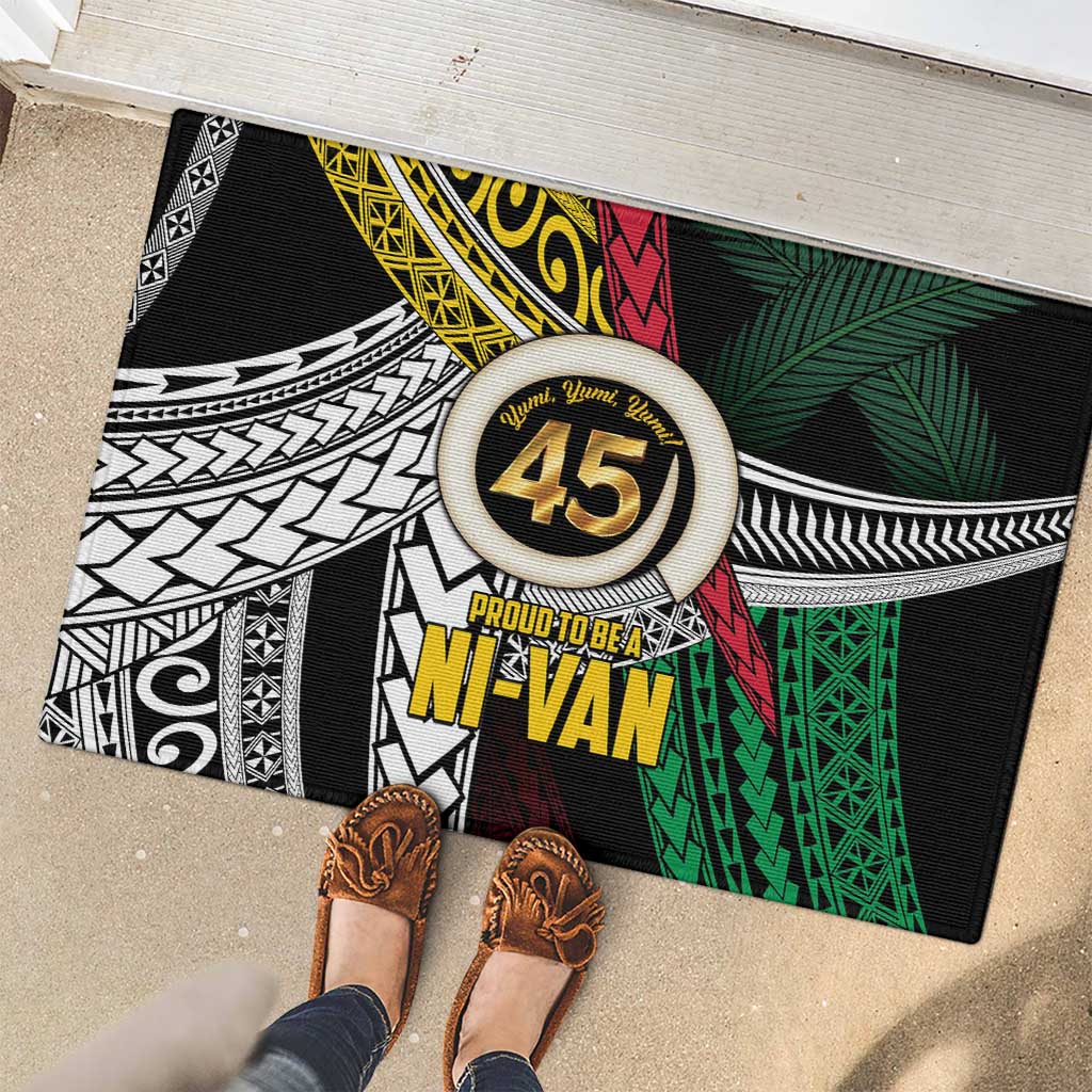Ni-Van Vanuatu 45th Yumi Yumi Yumi Rubber Doormat Vanuatuan Boar Tusk Polynesian Pattern LT9 - Polynesian Pride