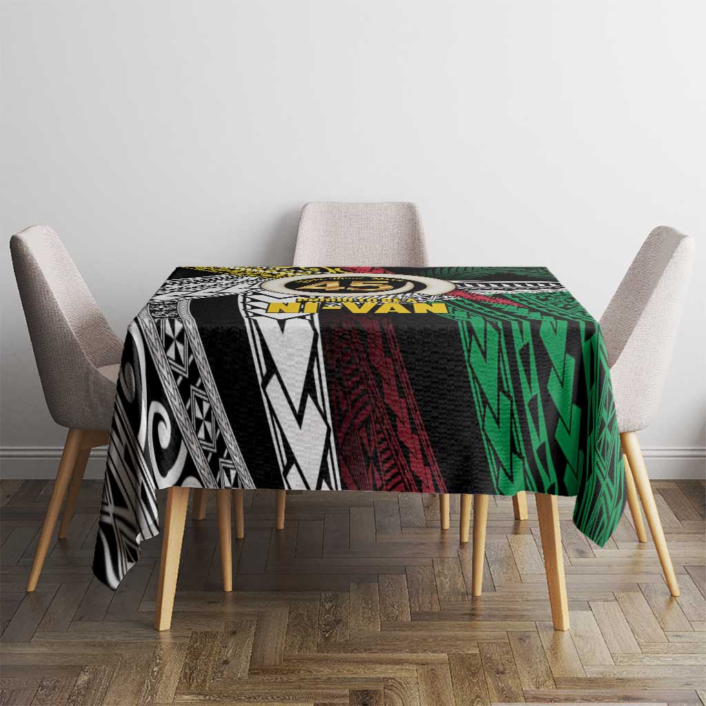 Ni-Van Vanuatu 45th Yumi Yumi Yumi Tablecloth Vanuatuan Boar Tusk Polynesian Pattern LT9 - Polynesian Pride