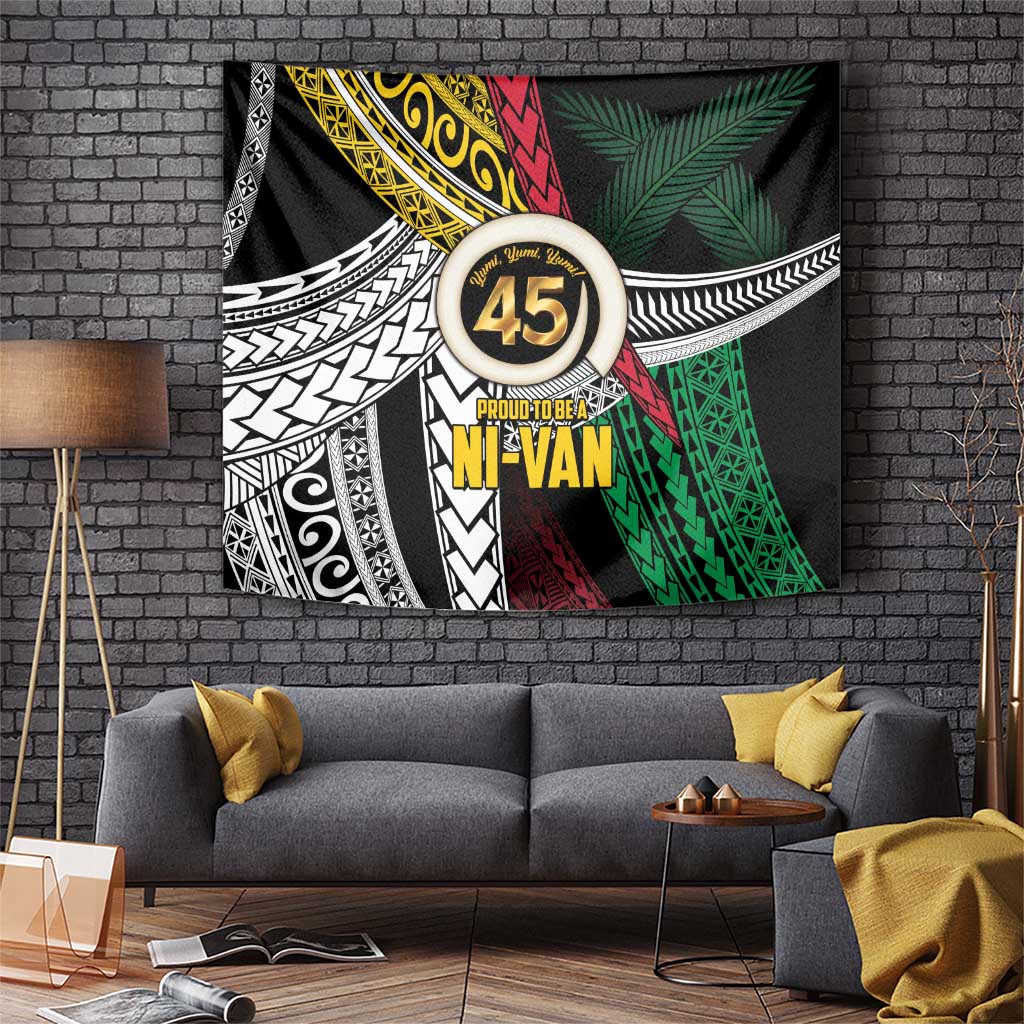 Ni-Van Vanuatu 45th Yumi Yumi Yumi Tapestry Vanuatuan Boar Tusk Polynesian Pattern