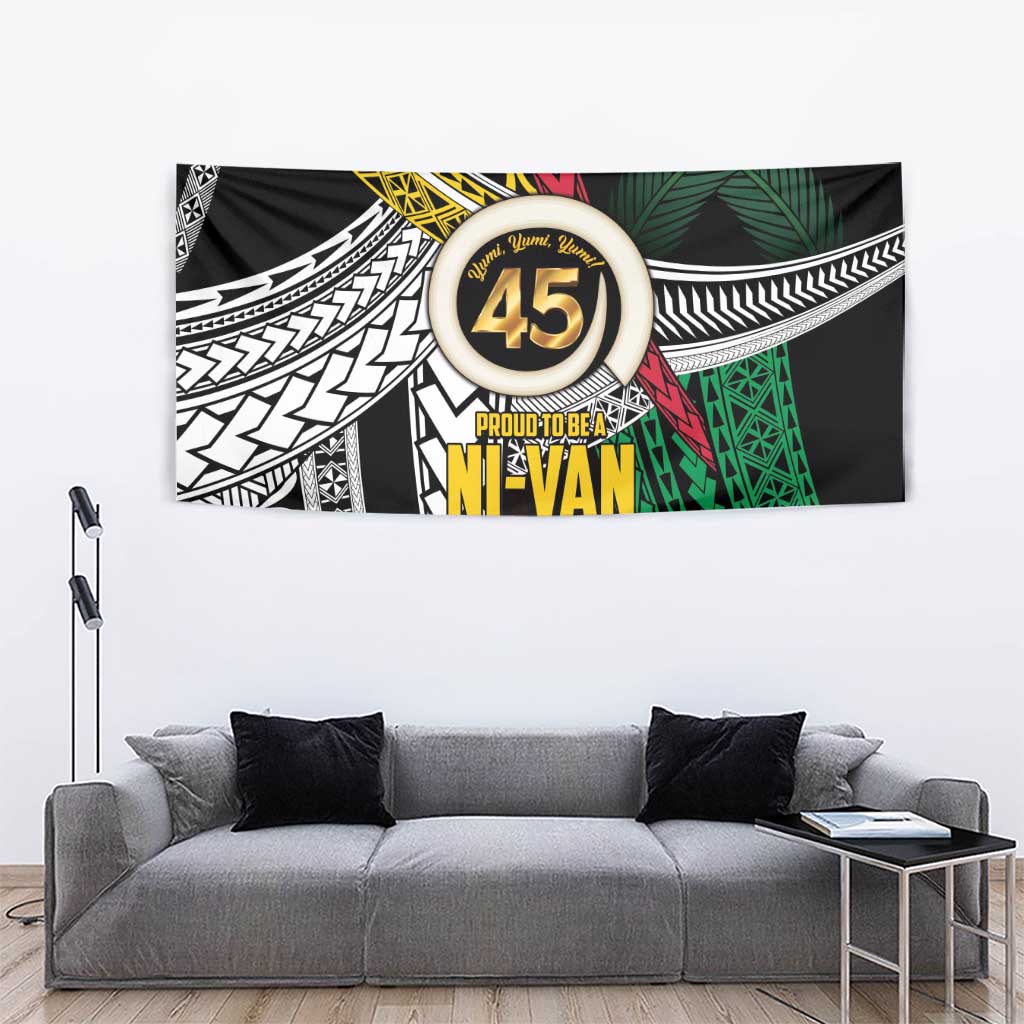 Ni-Van Vanuatu 45th Yumi Yumi Yumi Tapestry Vanuatuan Boar Tusk Polynesian Pattern