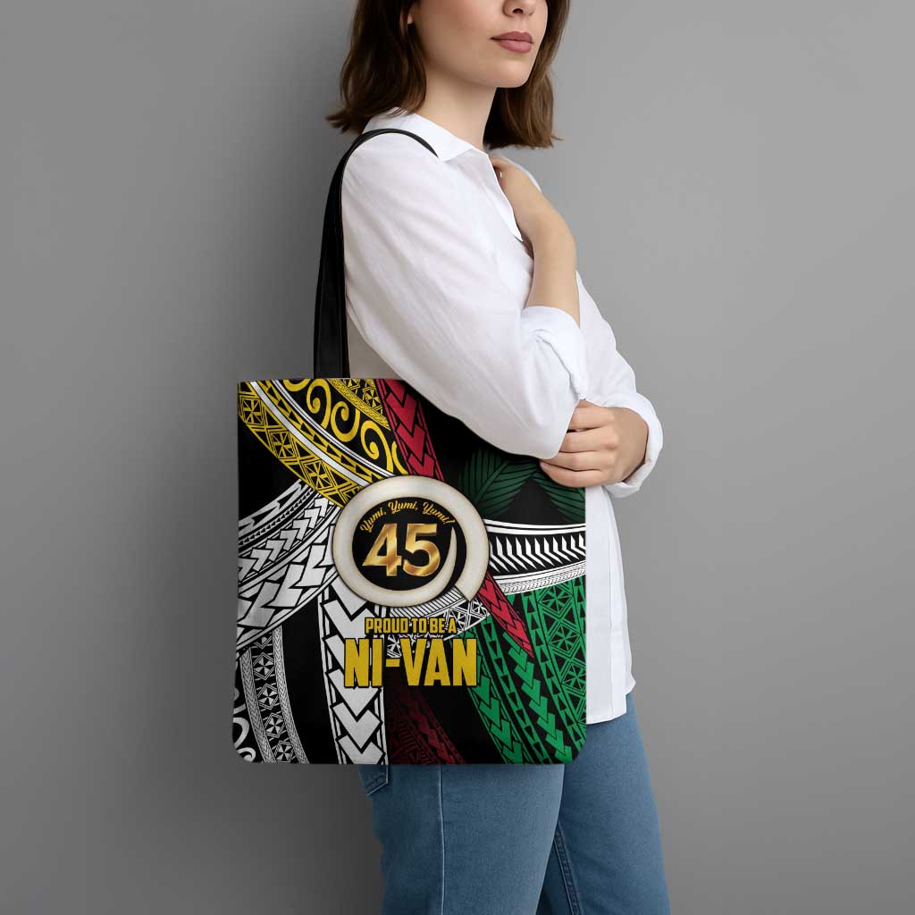 Ni-Van Vanuatu 45th Yumi Yumi Yumi Tote Bag Vanuatuan Boar Tusk Polynesian Pattern - Polynesian Pride