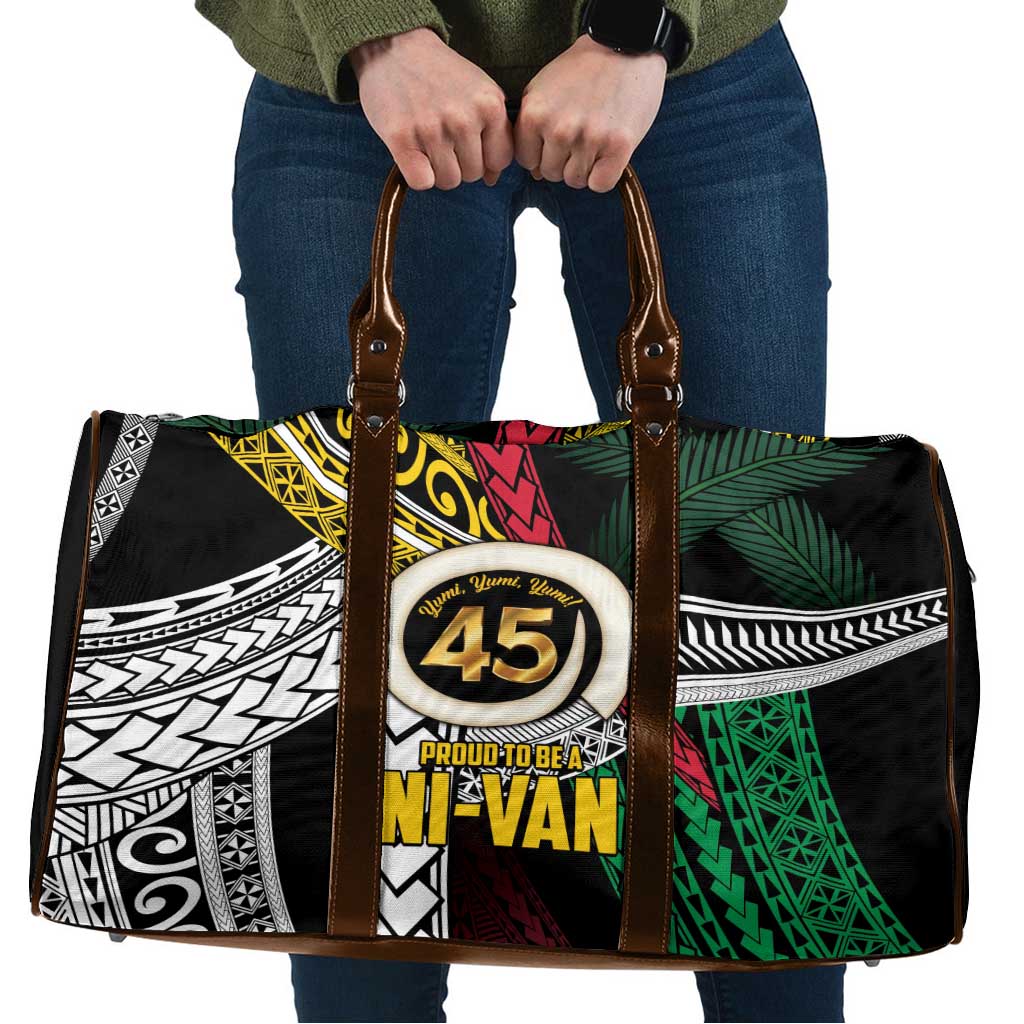 Ni-Van Vanuatu 45th Yumi Yumi Yumi Travel Bag Vanuatuan Boar Tusk Polynesian Pattern - Polynesian Pride