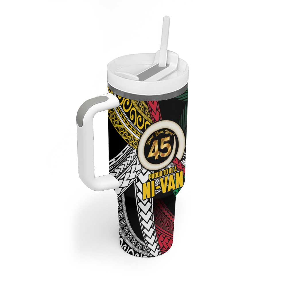 Ni-Van Vanuatu 45th Yumi Yumi Yumi Tumbler With Handle Vanuatuan Boar Tusk Polynesian Pattern