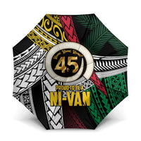 Ni-Van Vanuatu 45th Yumi Yumi Yumi Umbrella Vanuatuan Boar Tusk Polynesian Pattern LT9 One Size Folded 11.42 inch Opened Diameter 37.4 inch Black - Polynesian Pride