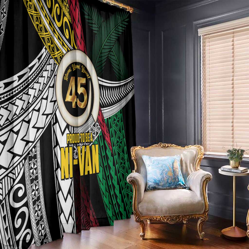 Ni-Van Vanuatu 45th Yumi Yumi Yumi Window Curtain Vanuatuan Boar Tusk Polynesian Pattern