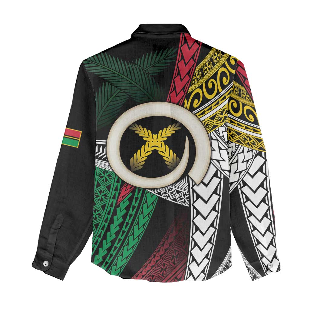 Ni-Van Vanuatu 45th Yumi Yumi Yumi Women Casual Shirt Vanuatuan Boar Tusk Polynesian Pattern