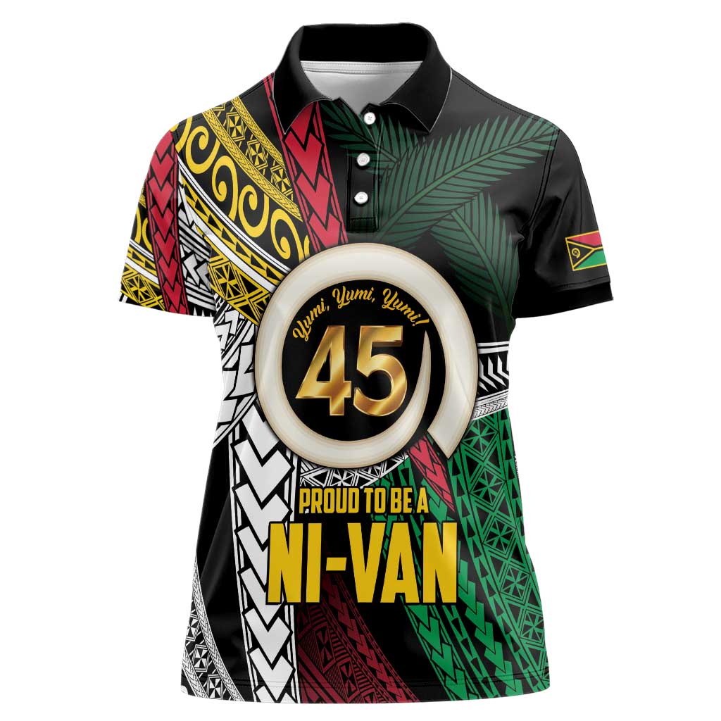 Ni-Van Vanuatu 45th Yumi Yumi Yumi Women Polo Shirt Vanuatuan Boar Tusk Polynesian Pattern