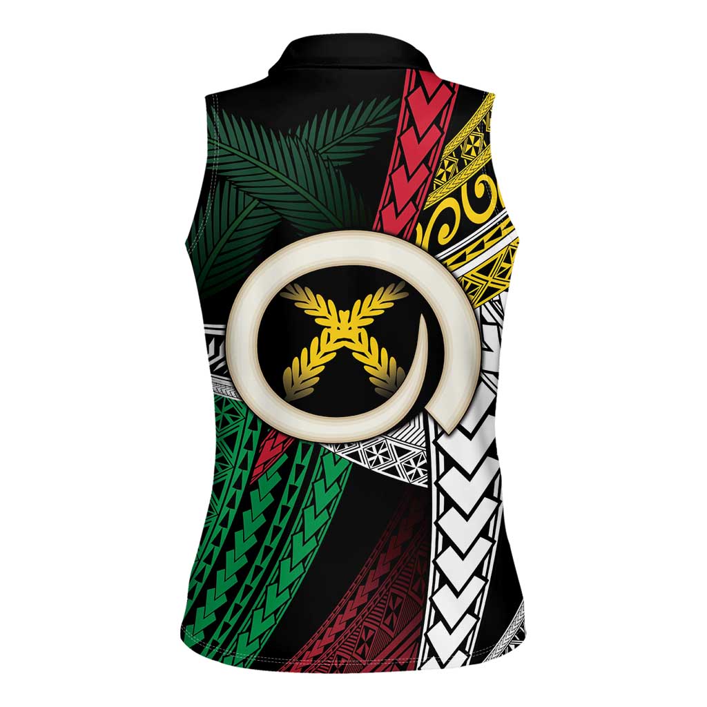 Ni-Van Vanuatu 45th Yumi Yumi Yumi Women Sleeveless Polo Shirt Vanuatuan Boar Tusk Polynesian Pattern