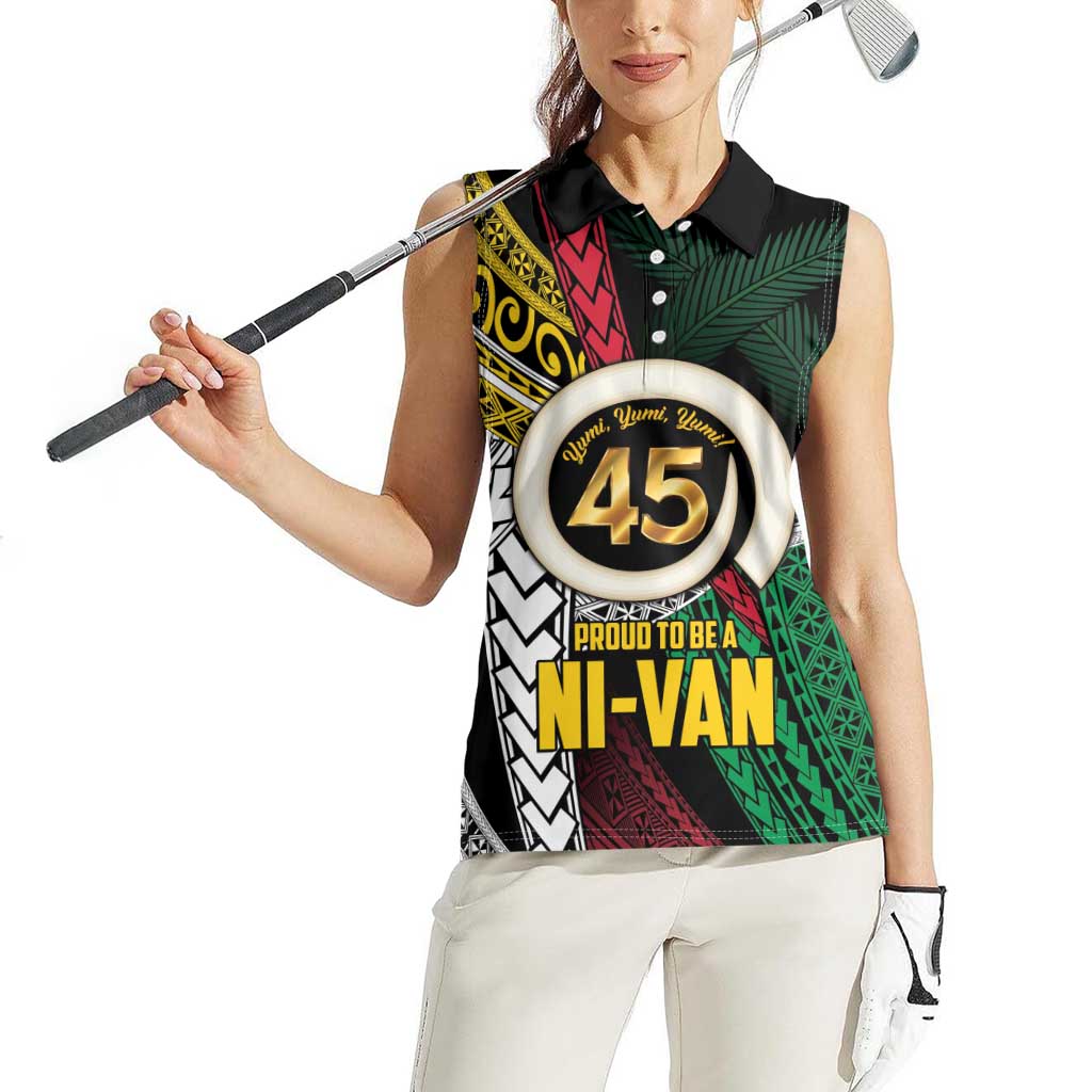 Ni-Van Vanuatu 45th Yumi Yumi Yumi Women Sleeveless Polo Shirt Vanuatuan Boar Tusk Polynesian Pattern