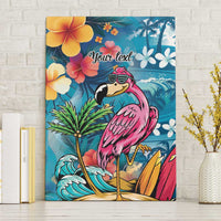 Hawaiian Flamingo Hibiscus Personalised Canvas Wall Art Blue Summer Tropical Flowers LT9 Without Frame Blue - Polynesian Pride