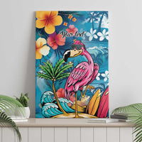 Hawaiian Flamingo Hibiscus Personalised Canvas Wall Art Blue Summer Tropical Flowers LT9 - Polynesian Pride