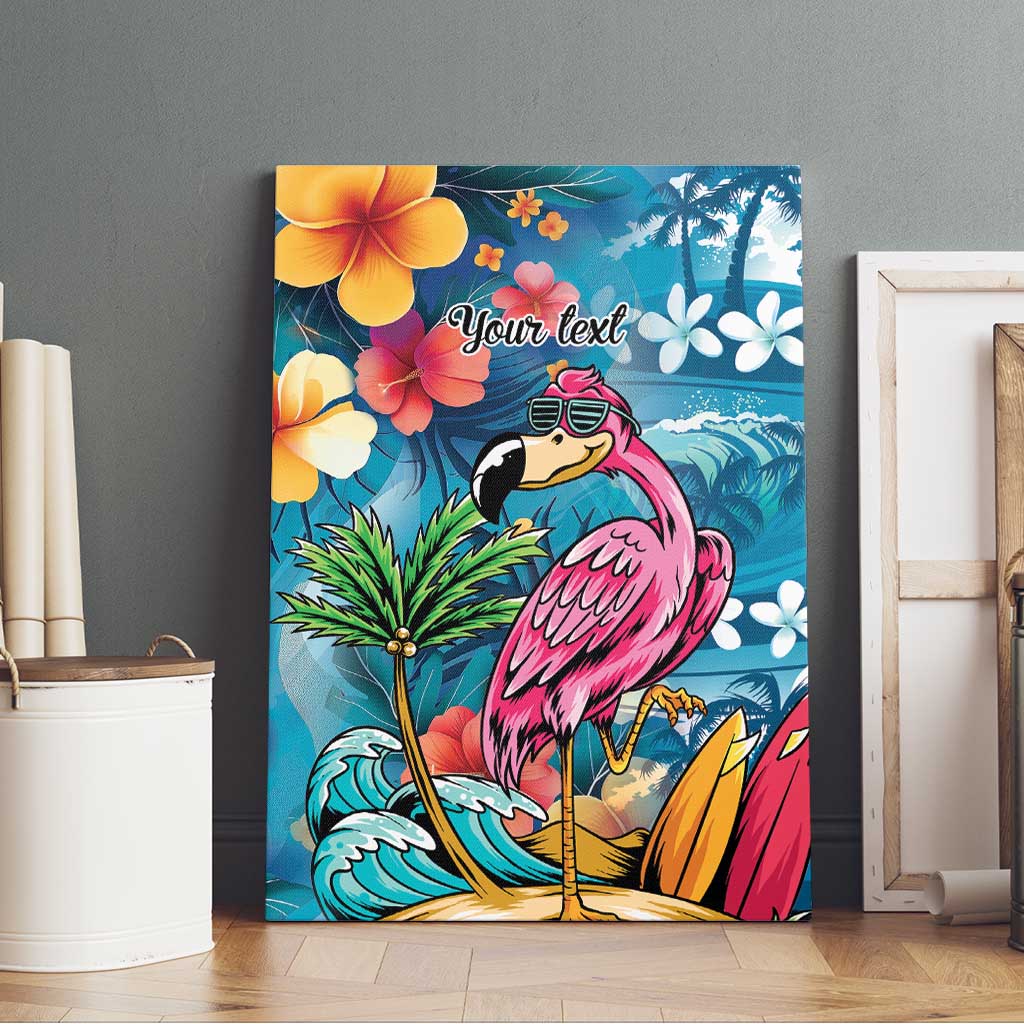 Hawaiian Flamingo Hibiscus Personalised Canvas Wall Art Blue Summer Tropical Flowers LT9 - Polynesian Pride