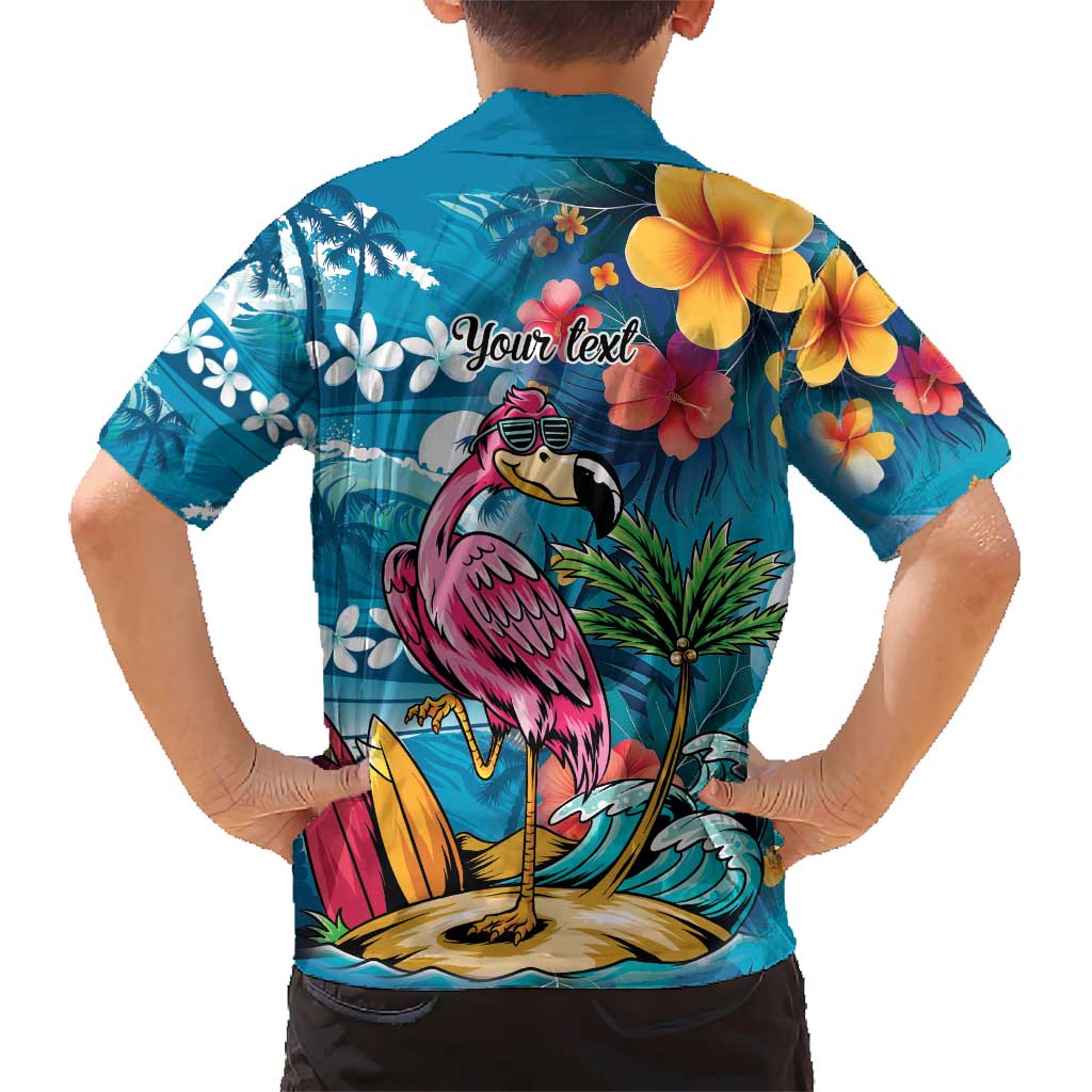 Hawaiian Flamingo Hibiscus Personalised Hawaiian Shirt Blue Summer Tropical Flowers - Polynesian Pride