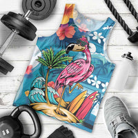 Hawaiian Flamingo Hibiscus Personalised Men Tank Top Blue Summer Tropical Flowers LT9 - Polynesian Pride
