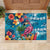 Hawaiian Flamingo Hibiscus Personalised Rubber Doormat Blue Summer Tropical Flowers - Polynesian Pride