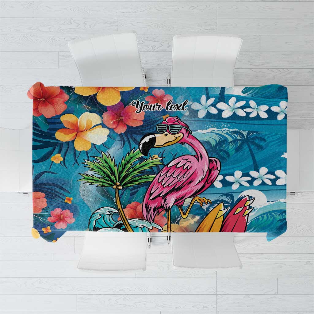 Hawaiian Flamingo Hibiscus Personalised Tablecloth Blue Summer Tropical Flowers LT9 Blue - Polynesian Pride