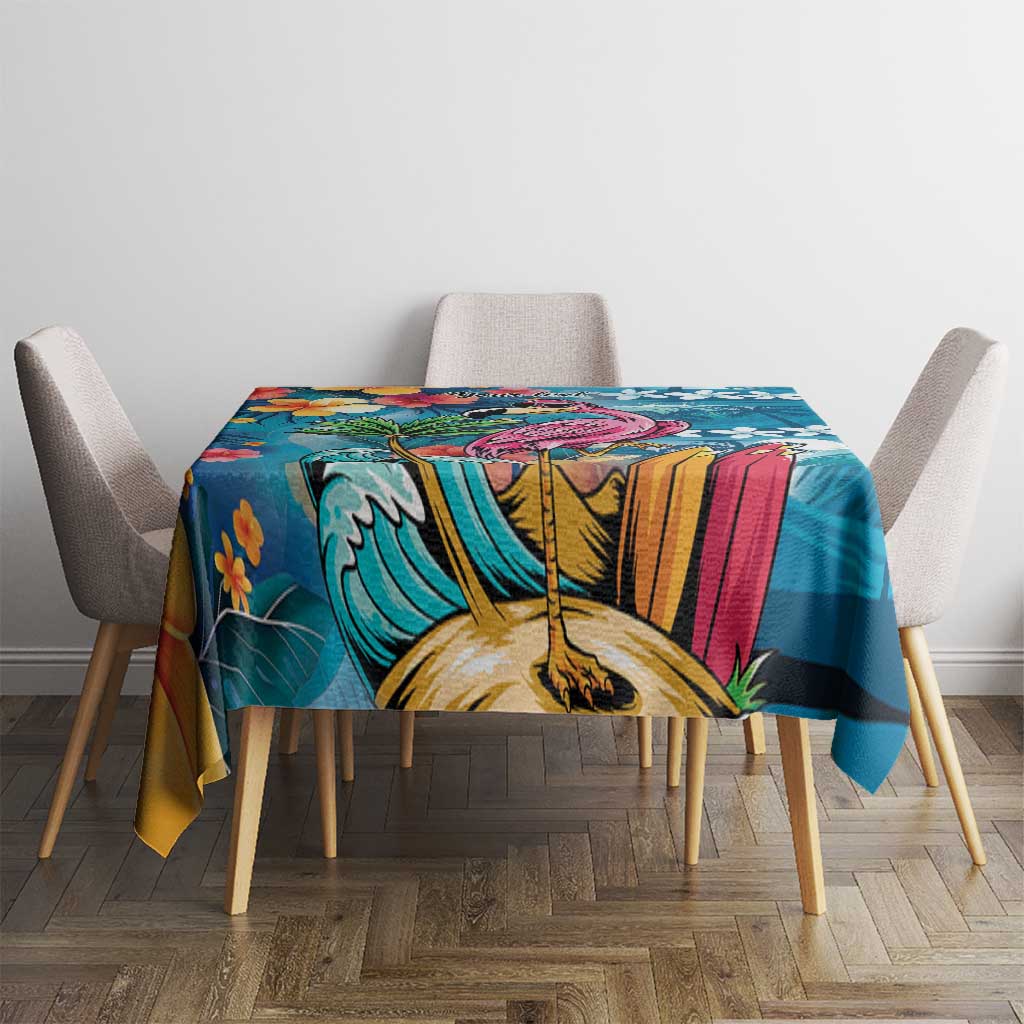 Hawaiian Flamingo Hibiscus Personalised Tablecloth Blue Summer Tropical Flowers LT9 - Polynesian Pride