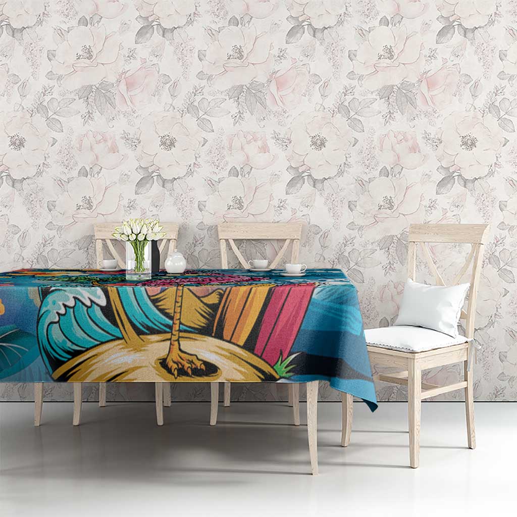 Hawaiian Flamingo Hibiscus Personalised Tablecloth Blue Summer Tropical Flowers LT9 - Polynesian Pride