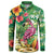 Hawaiian Flamingo Hibiscus Personalised Button Sweatshirt Green Summer Tropical Flowers - Polynesian Pride