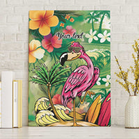 Hawaiian Flamingo Hibiscus Personalised Canvas Wall Art Green Summer Tropical Flowers LT9 Without Frame Green - Polynesian Pride