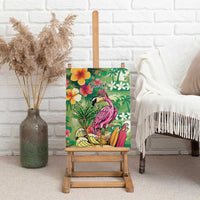Hawaiian Flamingo Hibiscus Personalised Canvas Wall Art Green Summer Tropical Flowers LT9 - Polynesian Pride