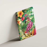 Hawaiian Flamingo Hibiscus Personalised Canvas Wall Art Green Summer Tropical Flowers LT9 - Polynesian Pride