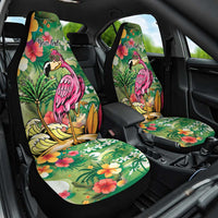 Hawaiian Flamingo Hibiscus Personalised Car Seat Cover Green Summer Tropical Flowers - Polynesian Pride
