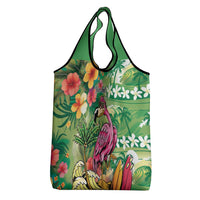Hawaiian Flamingo Hibiscus Personalised Grocery Bag Green Summer Tropical Flowers LT9 - Polynesian Pride