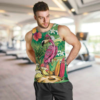 Hawaiian Flamingo Hibiscus Personalised Men Tank Top Green Summer Tropical Flowers LT9 Green - Polynesian Pride