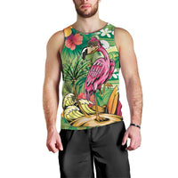 Hawaiian Flamingo Hibiscus Personalised Men Tank Top Green Summer Tropical Flowers LT9 - Polynesian Pride