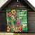 Hawaiian Flamingo Hibiscus Personalised Quilt Green Summer Tropical Flowers - Polynesian Pride