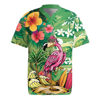 Hawaiian Flamingo Hibiscus Personalised Rugby Jersey Green Summer Tropical Flowers LT9 Green - Polynesian Pride